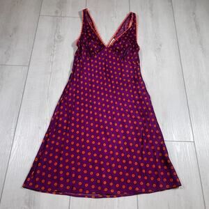 Reformation Keaton 100% Silk Mini Floral Lace Dress Purple Orange V Neck Medium